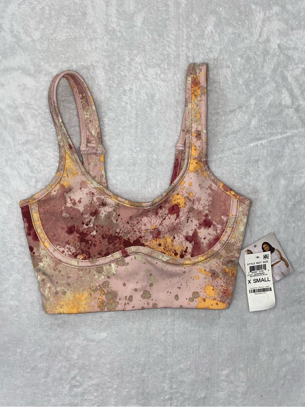 Style not Size for Jenni Pink Multi Splatter Scoop Sports Bra - (XS) NWT - Picture 1 of 5